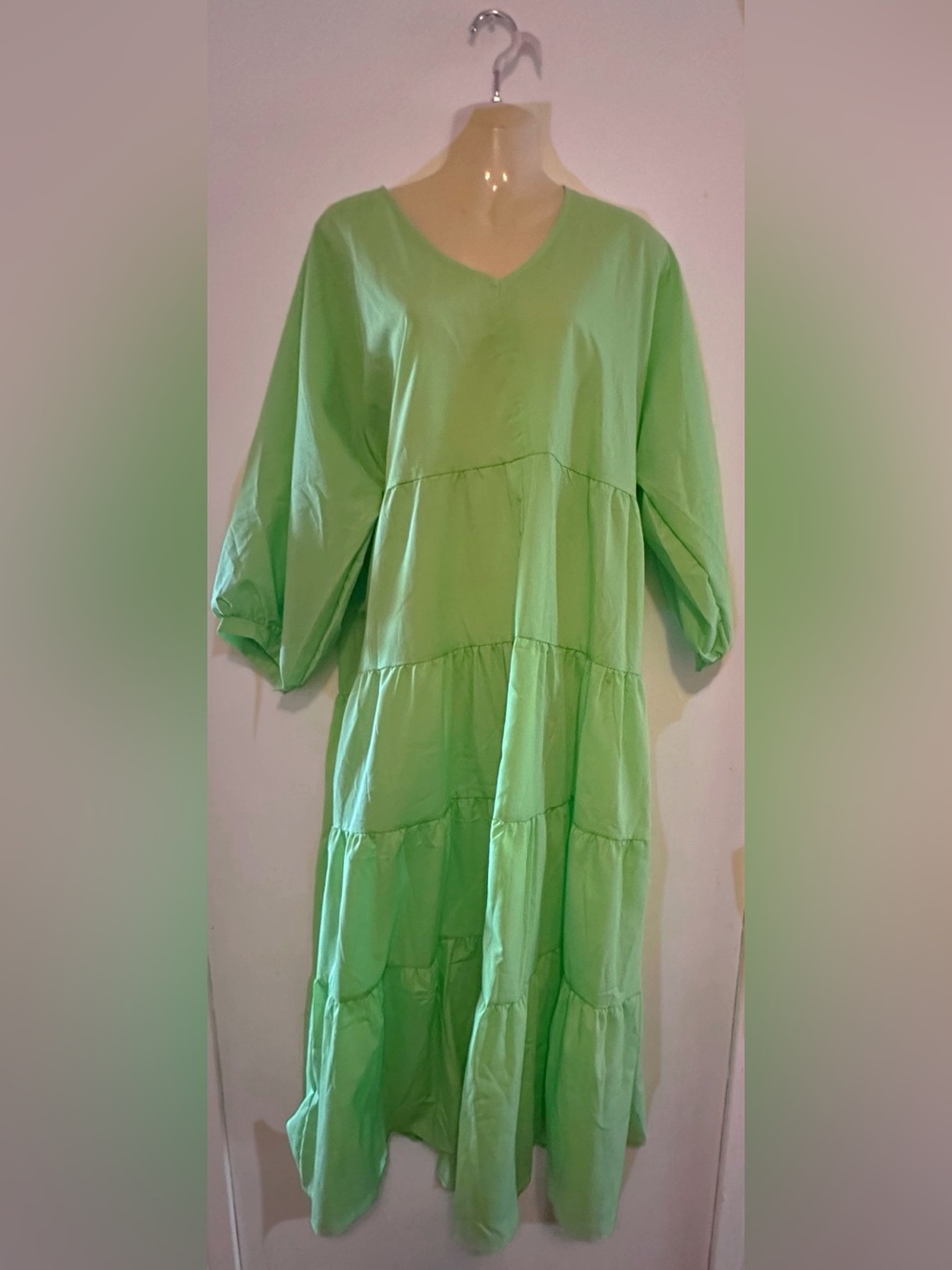 Light Green Tiered Midi Dress